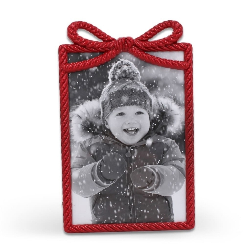 Michaels Studio Decor Red Metal Rope Bow Festive Holiday 4 x 6 Luxe Photo Frame